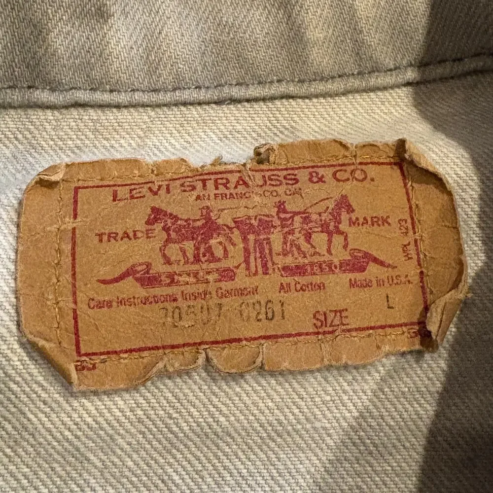 Vintage Levis Denim Trucker Jacket Mens Large Gray Acid Washed Grunge USA *READ*